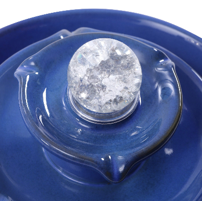 Ceramic Tabletop Fountain with Ball for Indoor Table Desk Office Patio (Blue)