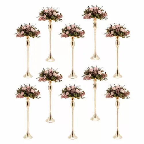  10 Pcs Tall Vases for Centerpieces Weddings - Flower Stand for Centerpiece Table Metal Vase Column Stand Vases