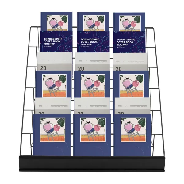 Tabletop Book 6 Rack, Magazine Rack for Table Top, Book Display Stand - Black