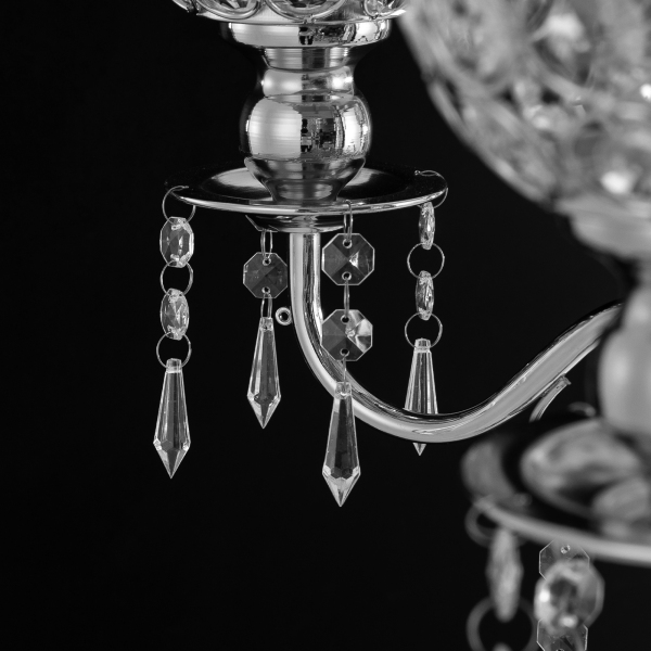 4 Pcs 5 Arm Crystal Candelabra Centerpieces Super Solid Silver Candle Holder Crystal Candle Holder for Living Room Bedroom Silver