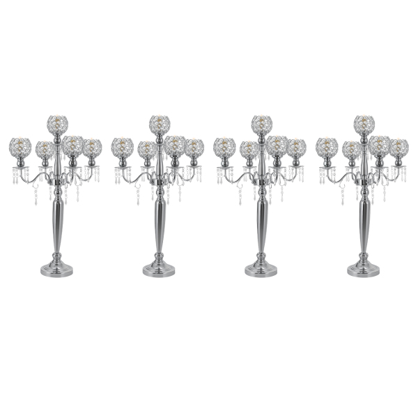 4 Pcs 5 Arm Crystal Candelabra Centerpieces Super Solid Silver Candle Holder Crystal Candle Holder for Living Room Bedroom Silver 4 Pcs 5 Arm Crystal Candelabra Centerpieces Super Solid Silver Candle Holder Crystal Candle Holder for Living Room Bedroom Silver