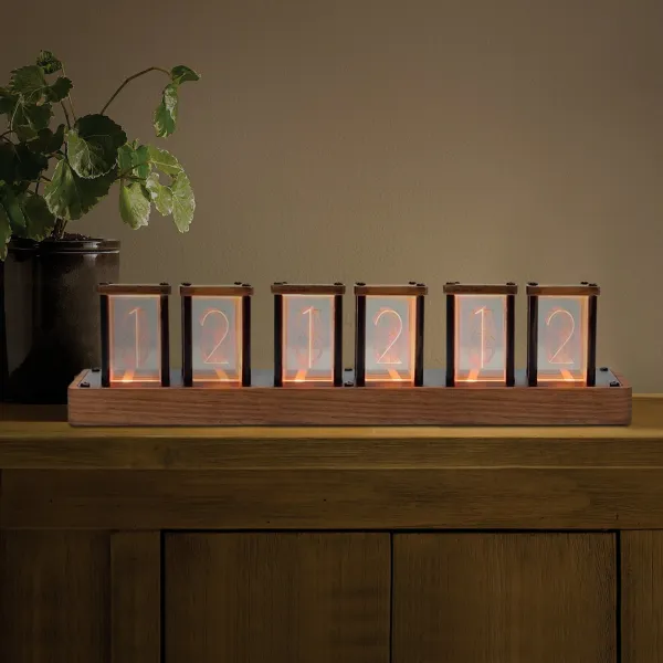 Nixie Tube Clock Wooden Digital Clock, Easy Alarm Settings and Time Display Nixie Tube Clock Wooden Digital Clock, Easy Alarm Settings and Time Display