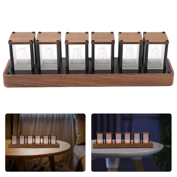 Nixie Tube Clock Wooden Digital Clock, Easy Alarm Settings and Time Display Nixie Tube Clock Wooden Digital Clock, Easy Alarm Settings and Time Display