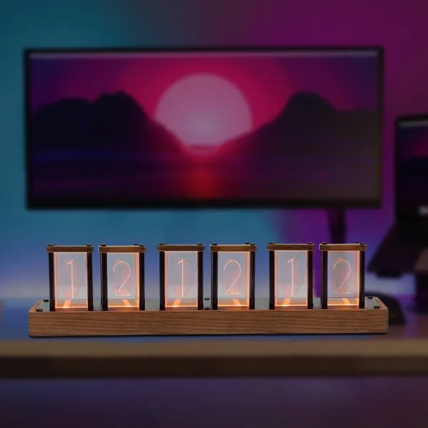 Nixie Tube Clock Wooden Digital Clock, Easy Alarm Settings and Time Display Nixie Tube Clock Wooden Digital Clock, Easy Alarm Settings and Time Display