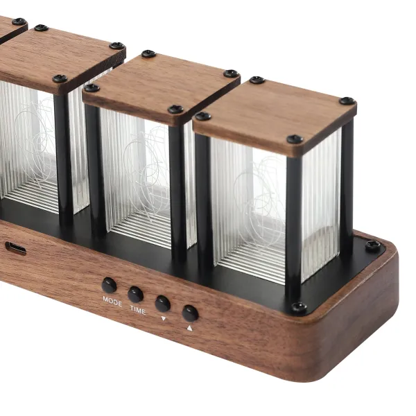 Nixie Tube Clock Wooden Digital Clock, Easy Alarm Settings and Time Display Nixie Tube Clock Wooden Digital Clock, Easy Alarm Settings and Time Display
