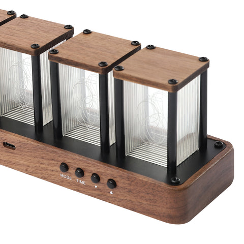 Tube Clock Wooden Digital Clock