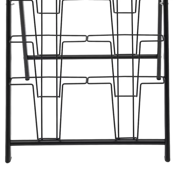 Double A4 Magazine Display Stand 10-Tier Metal Brochure Display Stand for Home Office Retail Store, Black