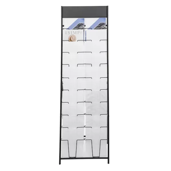 Double A4 Magazine Display Stand 10-Tier Metal Brochure Display Stand for Home Office Retail Store, Black
