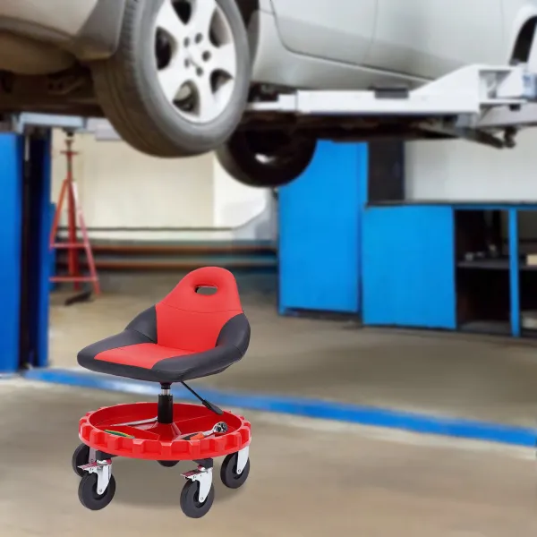 Rolling Garage Stool With Adjustable Height – 2 Color Options, Great For Shops, Salons, Or Workbenches
