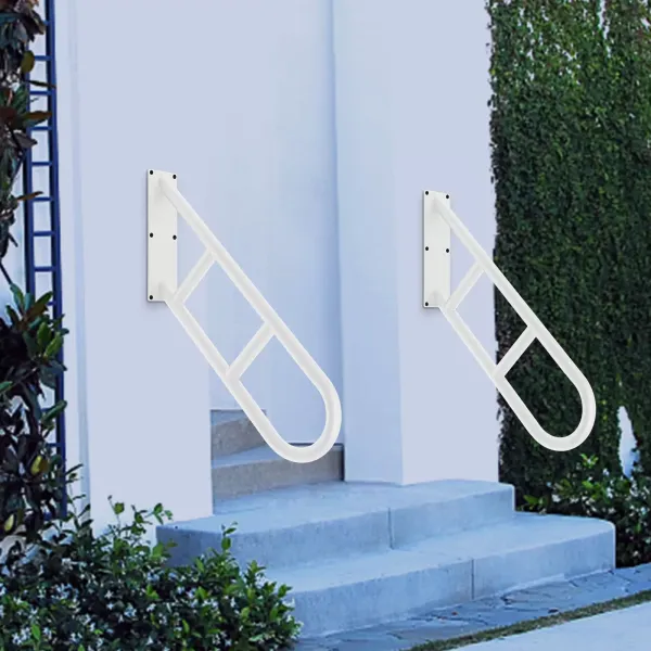 Wall Mount,Hand Rails for Stairs Outdoor Handrail Garage Railing White Finished Wall Mount,Hand Rails for Stairs Outdoor Handrail Garage Railing White Finished