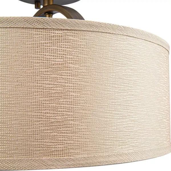 Euro Design Modern Close to Ceiling Light Semi Flush Mount Fixture 15" Wide Brushed Linen Drum Shade