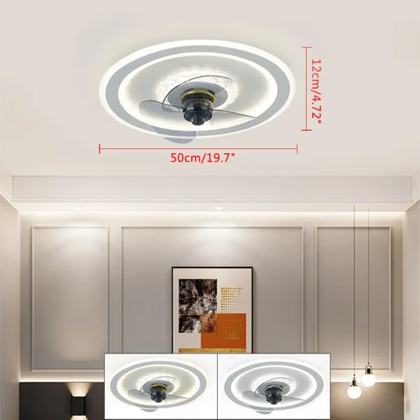 Bladeless Ceiling Fan with Remote Control Flush Mount Ceiling Fan with Lights Enclosed LED Lights