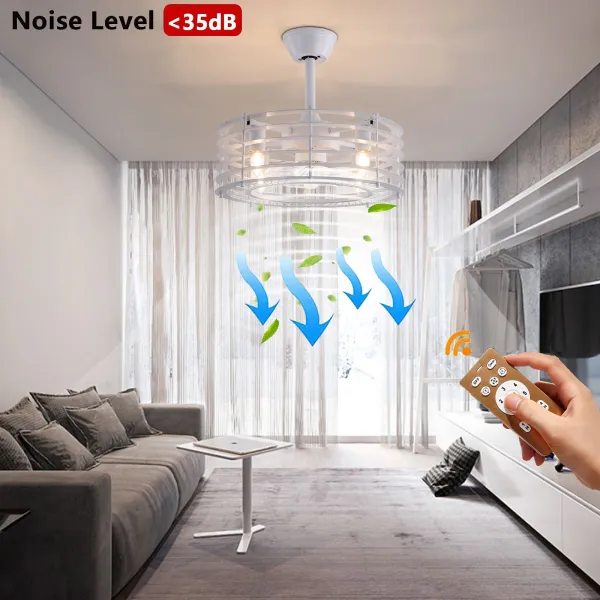 Caged Ceiling Fan with Lights Remote Control, Dimmable Farmhouse Ceiling Fan with Light, Modern Industrial Bedroom Ceiling Fan, Reversible