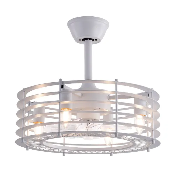 Caged Ceiling Fan with Lights Remote Control, Dimmable Farmhouse Ceiling Fan with Light, Modern Industrial Bedroom Ceiling Fan, Reversible