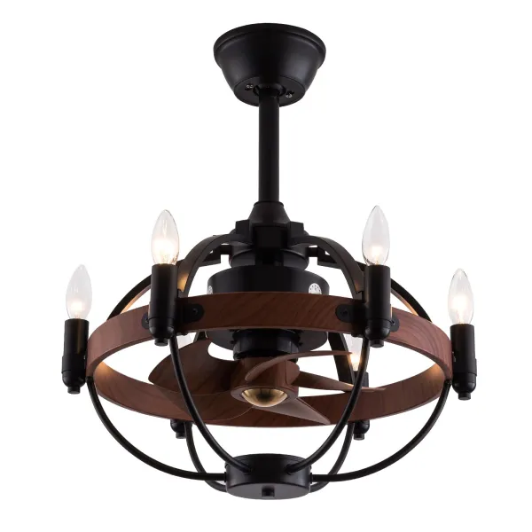 20'' Low Profile Small Flush Mount Farmhouse Industrial Caged Ceiling Fan with Lights, 6 Speed Ceiling Fan with Remote