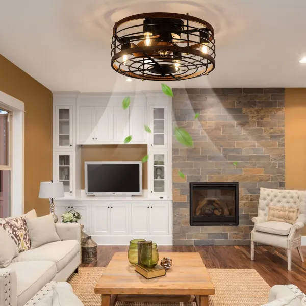 18 Inch Ceiling Fan Light with Remote Control, Vintage Farmhouse Pendent Light for Living Room, Dinning Room