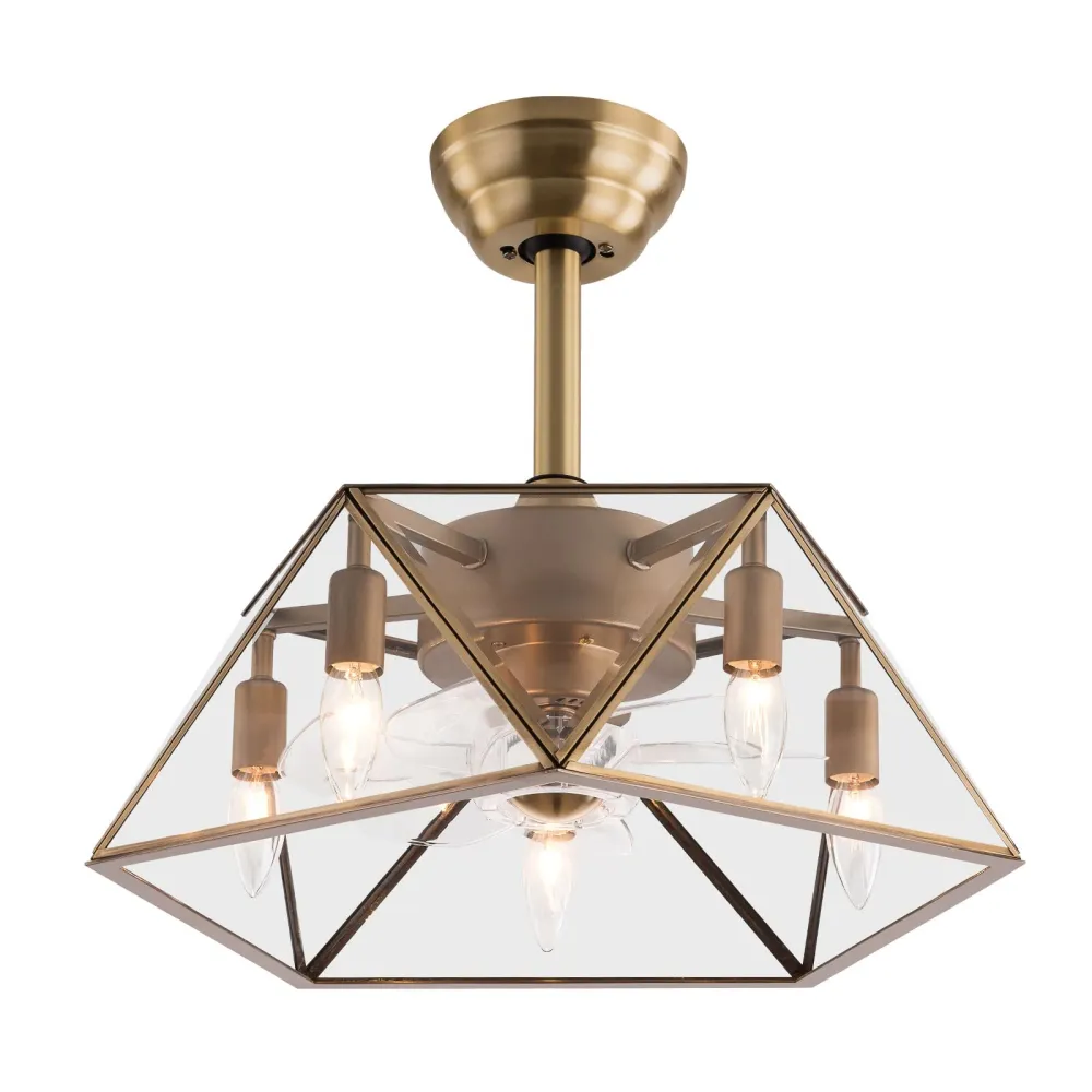 18.5'' Caged Ceiling Fan with Lights Remote Control, image size:1000x1000