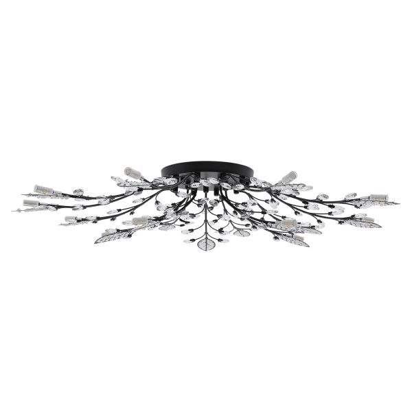 Oukaning Ceiling Lights,Semi Flush Mount Contemporary Modern LED Leave Gold Black LED Metal Crystal Ceiling Chandelier Light Fixture