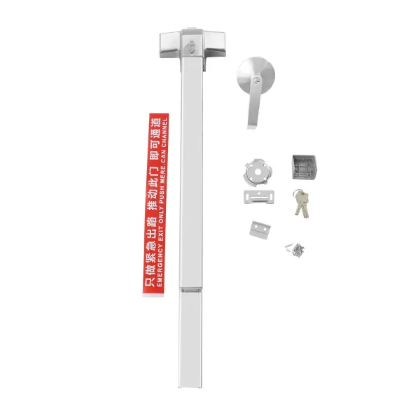 Panic Bar Exit Device Silver, Push Bar for Exit Doors & Exit Lever with Key, Warning Strike Bar with Warning Stickers Panic Bar Exit Device Silver, Push Bar for Exit Doors & Exit Lever with Key, Warning Strike Bar with Warning Stickers