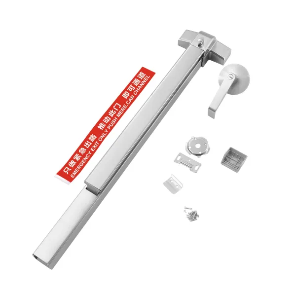 Panic Bar Exit Device Silver, Push Bar for Exit Doors & Exit Lever with Key, Warning Strike Bar with Warning Stickers Panic Bar Exit Device Silver, Push Bar for Exit Doors & Exit Lever with Key, Warning Strike Bar with Warning Stickers