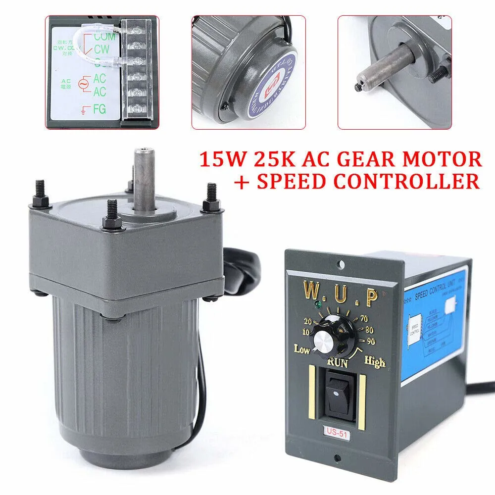 110V 15W 125RPM Single Phase Worm Gear Motor High Torque Deceleration Speed Reduction Motor Gearmotor Reducer