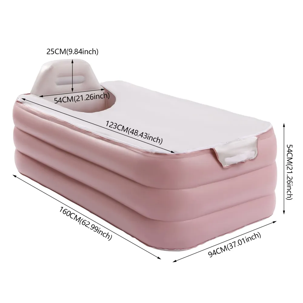 Inflatable Bathtub, Three-layer Bath Tub Portable Foldable Adult Bath Tub Freestanding SPA Folding Warm Water Hot Tub