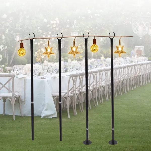 8Ft Outdoor String Light Pole Stand with Base and 5-Prong Fork Pole for String Lights for Backyard Garden Deck Parties Wedding(4 Pack) 8Ft Outdoor String Light Pole Stand with Base and 5-Prong Fork Pole for String Lights for Backyard Garden Deck Parties Wedding(4 Pack)