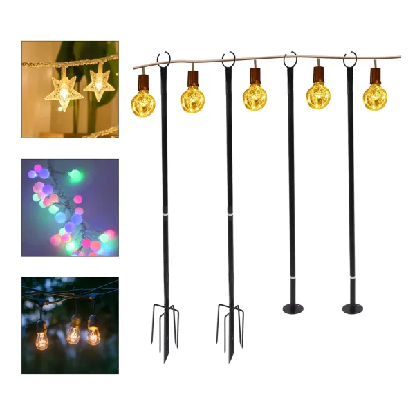 8Ft Outdoor String Light Pole Stand with Base and 5-Prong Fork Pole for String Lights for Backyard Garden Deck Parties Wedding(4 Pack) 8Ft Outdoor String Light Pole Stand with Base and 5-Prong Fork Pole for String Lights for Backyard Garden Deck Parties Wedding(4 Pack)
