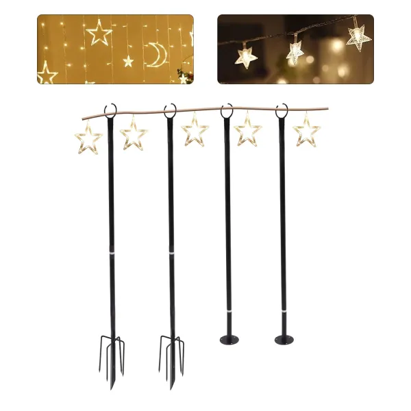 8Ft Outdoor String Light Pole Stand with Base and 5-Prong Fork Pole for String Lights for Backyard Garden Deck Parties Wedding(4 Pack) 8Ft Outdoor String Light Pole Stand with Base and 5-Prong Fork Pole for String Lights for Backyard Garden Deck Parties Wedding(4 Pack)