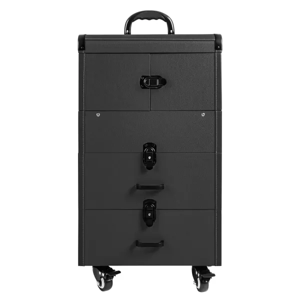 Rolling Makeup Case, Lockable Portable Cosmetic Organizer Trolley, Large Make up Cosmetic Orgainzer(Black)