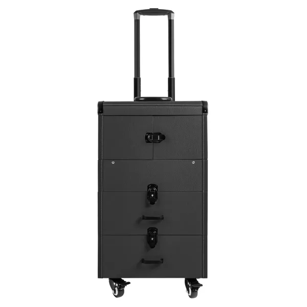 Rolling Makeup Case, Lockable Portable Cosmetic Organizer Trolley, Large Make up Cosmetic Orgainzer(Black)