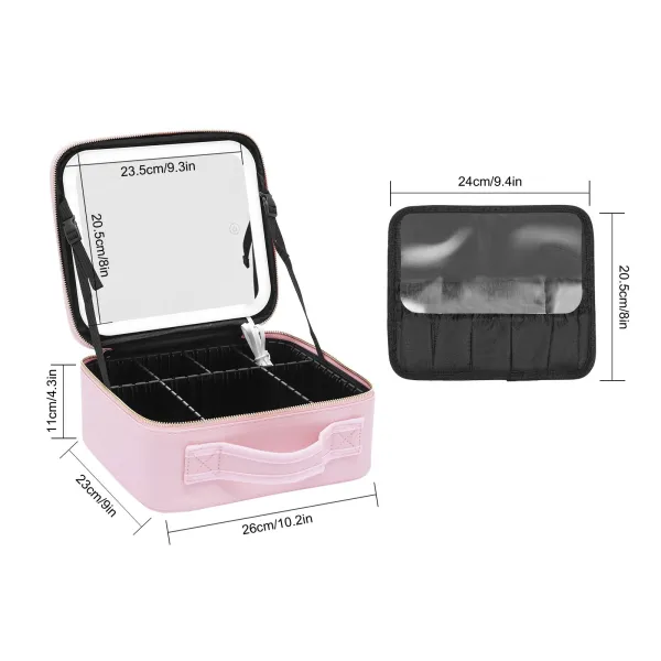 Makeup Train Case with Large Lighted Mirror 3 Color Scenarios Adjustable Brightness Large Cosmetic Organizer Makeup Train Case with Large Lighted Mirror 3 Color Scenarios Adjustable Brightness Large Cosmetic Organizer