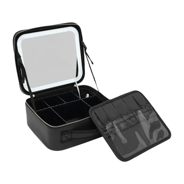 Makeup Train Case with Large Lighted Mirror 3 Color Scenarios Adjustable Brightness Large Cosmetic Organizer Makeup Train Case with Large Lighted Mirror 3 Color Scenarios Adjustable Brightness Large Cosmetic Organizer