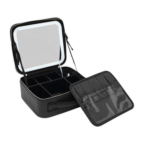 Makeup Train Case with Large Lighted Mirror 3 Color Scenarios