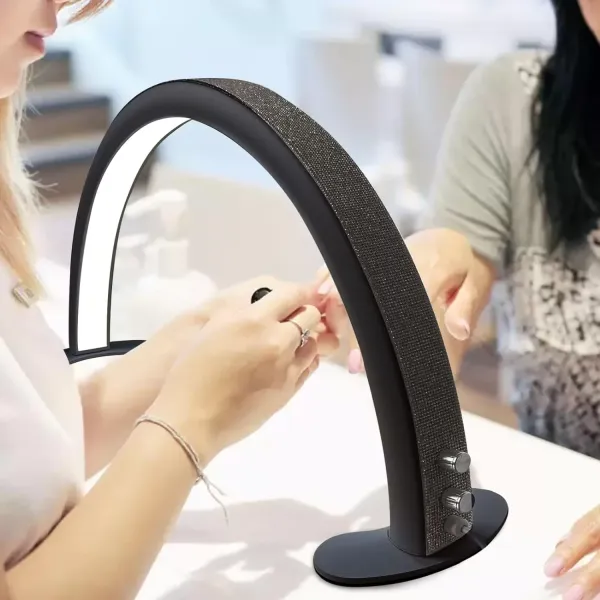 Half Moon Light, Nail Tech Lamp with Stepless Dimming and Color Temperature Black