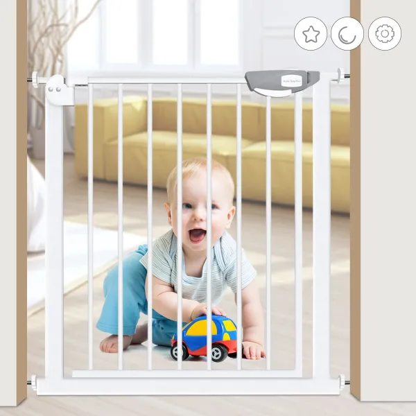 Baby Gate Retractable Extra Wide Long - Metal Pets Dog Cat Gate for Stairs Doorways Indoor Hallways - Child Safety Gate with Door and Wall Cups