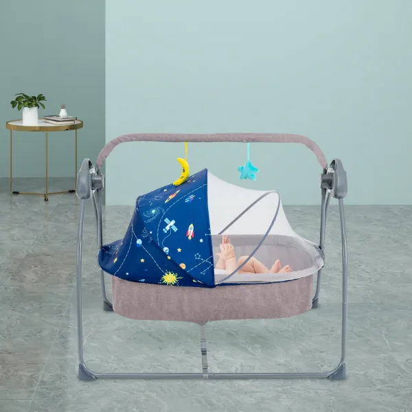 Baby Cradle Swing 5 Speed Electric Stand Crib Auto Rocking Chair Bed with Remote Control Infant Musical Sleeping Basket (Blue) Baby Cradle Swing 5 Speed Electric Stand Crib Auto Rocking Chair Bed with Remote Control Infant Musical Sleeping Basket (Blue)