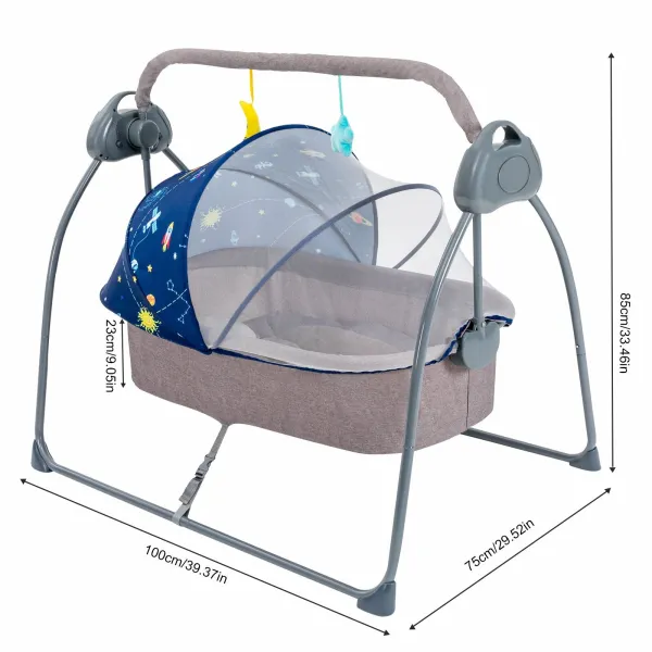 Baby Cradle Swing 5 Speed Electric Stand Crib Auto Rocking Chair Bed with Remote Control Infant Musical Sleeping Basket (Blue) Baby Cradle Swing 5 Speed Electric Stand Crib Auto Rocking Chair Bed with Remote Control Infant Musical Sleeping Basket (Blue)