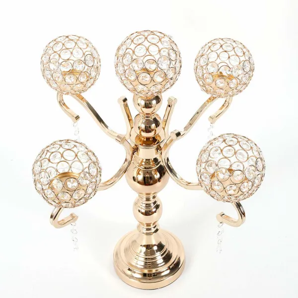 5 Arms Candle Holder,Modern Design Bowl Ball Crystal Candelabra Candlestick with Hanging Crystal Drops,for Wedding,Dinner 5 Arms Candle Holder,Modern Design Bowl Ball Crystal Candelabra Candlestick with Hanging Crystal Drops,for Wedding,Dinner
