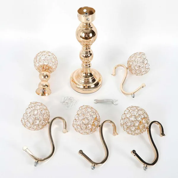 5 Arms Candle Holder,Modern Design Bowl Ball Crystal Candelabra Candlestick with Hanging Crystal Drops,for Wedding,Dinner 5 Arms Candle Holder,Modern Design Bowl Ball Crystal Candelabra Candlestick with Hanging Crystal Drops,for Wedding,Dinner