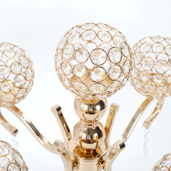 5 Arms Candle Holder,Modern Design Bowl Ball Crystal Candelabra Candlestick with Hanging Crystal Drops,for Wedding,Dinner 5 Arms Candle Holder,Modern Design Bowl Ball Crystal Candelabra Candlestick with Hanging Crystal Drops,for Wedding,Dinner