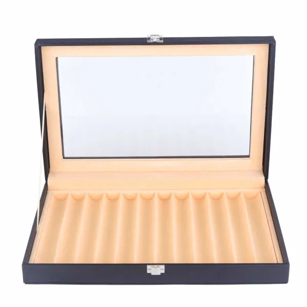 12pcs Leather Pen Display Case Storage Fountain Pen Collector Organizer Box with Glass Window 12pcs Leather Pen Display Case Storage Fountain Pen Collector Organizer Box with Glass Window