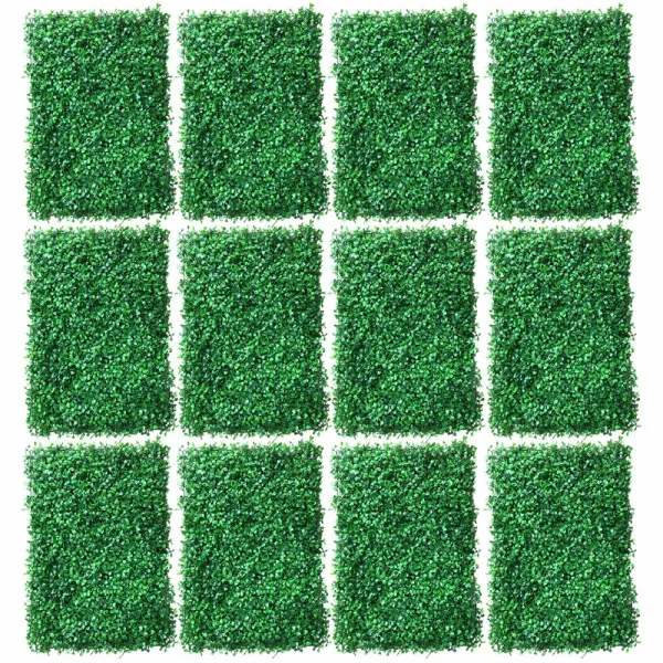 Oukaning 12Pcs Artificial Mat Greenery Panels - Hedge Plant Oukaning 12Pcs Artificial Mat Greenery Panels - Hedge Plant