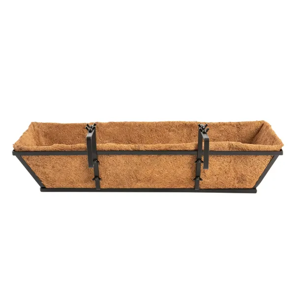 24" 4PCS Metal Hanging Window Boxes Horse Trough with Coconut Coir Liner-Flower 24" 4PCS Metal Hanging Window Boxes Horse Trough with Coconut Coir Liner-Flower
