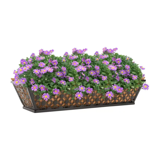 24" 4PCS Metal Hanging Window Boxes Horse Trough with Coconut Coir Liner-Flower 24" 4PCS Metal Hanging Window Boxes Horse Trough with Coconut Coir Liner-Flower