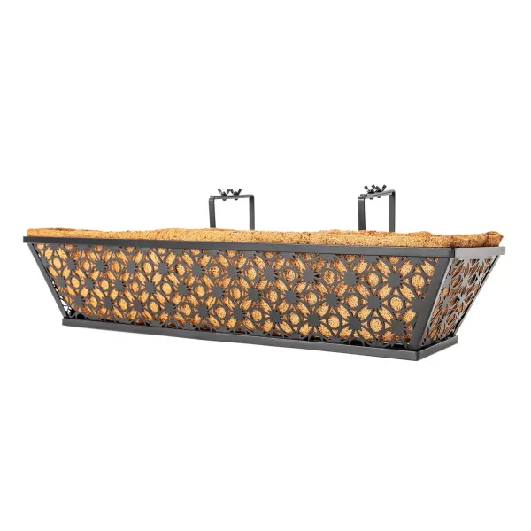 24" 4PCS Metal Hanging Window Boxes Horse Trough with Coconut Coir Liner-Flower 24" 4PCS Metal Hanging Window Boxes Horse Trough with Coconut Coir Liner-Flower