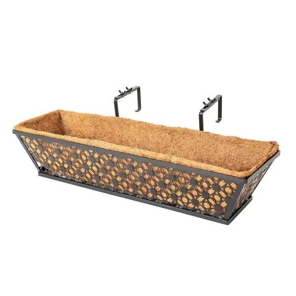 24" 4PCS Metal Hanging Window Boxes Horse Trough with Coconut Coir Liner-Flower 24" 4PCS Metal Hanging Window Boxes Horse Trough with Coconut Coir Liner-Flower