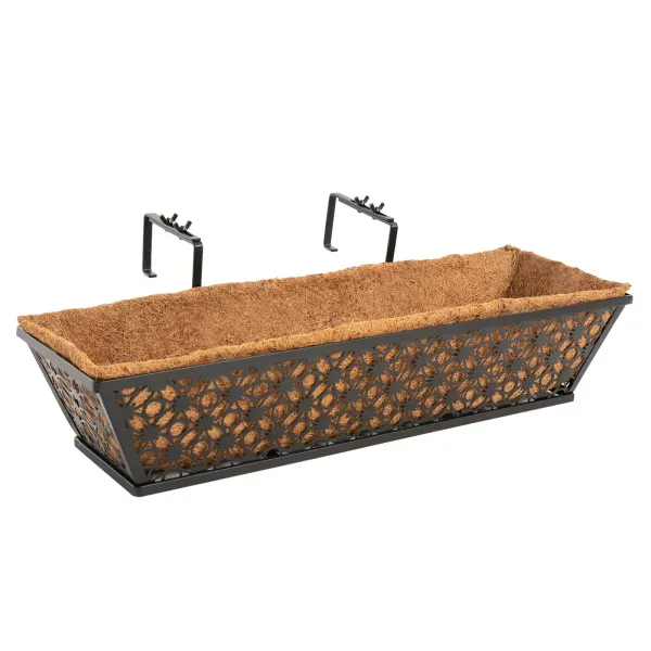 24" 4PCS Metal Hanging Window Boxes Horse Trough with Coconut Coir Liner-Flower 24" 4PCS Metal Hanging Window Boxes Horse Trough with Coconut Coir Liner-Flower