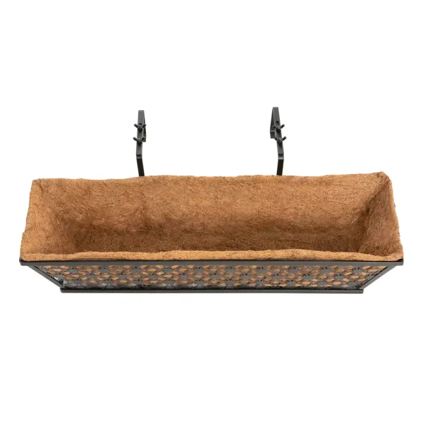 24" 4PCS Metal Hanging Window Boxes Horse Trough with Coconut Coir Liner-Flower 24" 4PCS Metal Hanging Window Boxes Horse Trough with Coconut Coir Liner-Flower