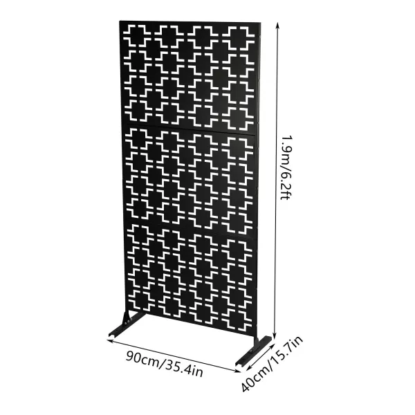 Privacy Screen Outdoor Decorative Panels Planter Wall Metal Fence Panels Modern Privacy Screen Fence Free Standing, Checker Style - Black Privacy Screen Outdoor Decorative Panels Planter Wall Metal Fence Panels Modern Privacy Screen Fence Free Standing, Checker Style - Black